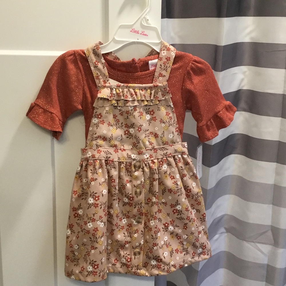 Little Lass Rust and Cream Floral Dress